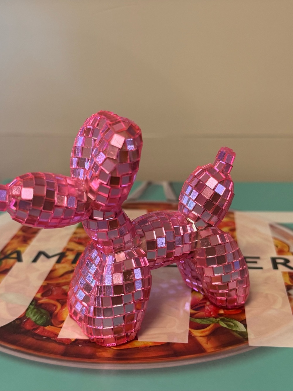 Pink Mosaic Balloon Dog Figurine